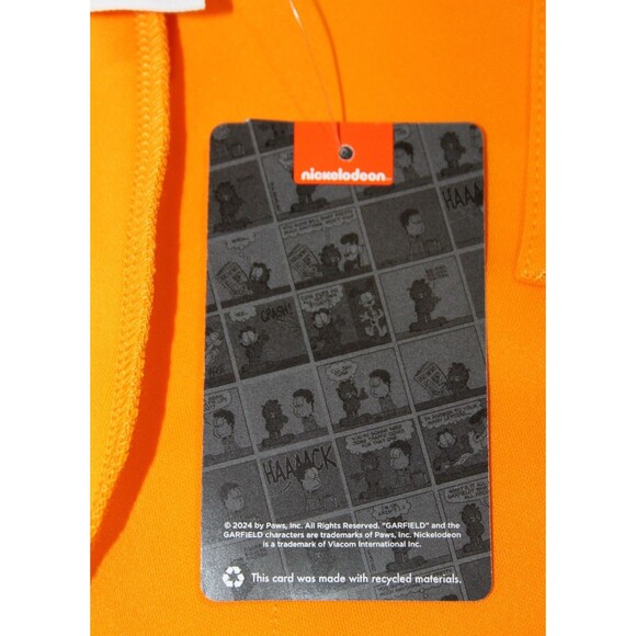 Hot Topic Nickelodeon Garfield Cat Face Orange Overall Shorts Suspenders Costume - Picture 10 of 16